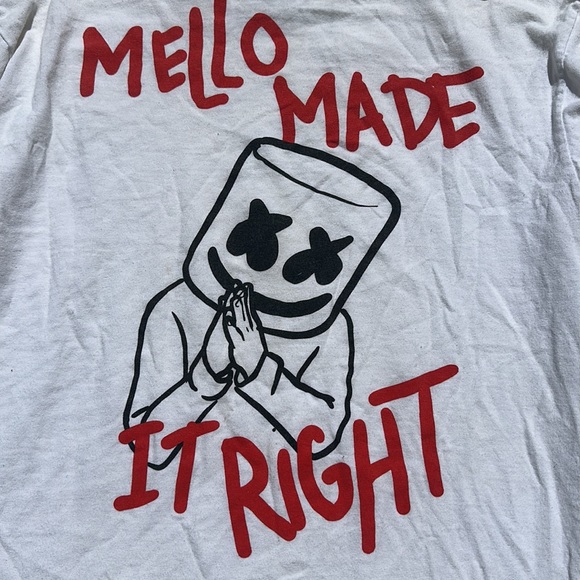 Marshmello -welcome to the mellogang- L/S graphic tee front & back print white M - Picture 5 of 7